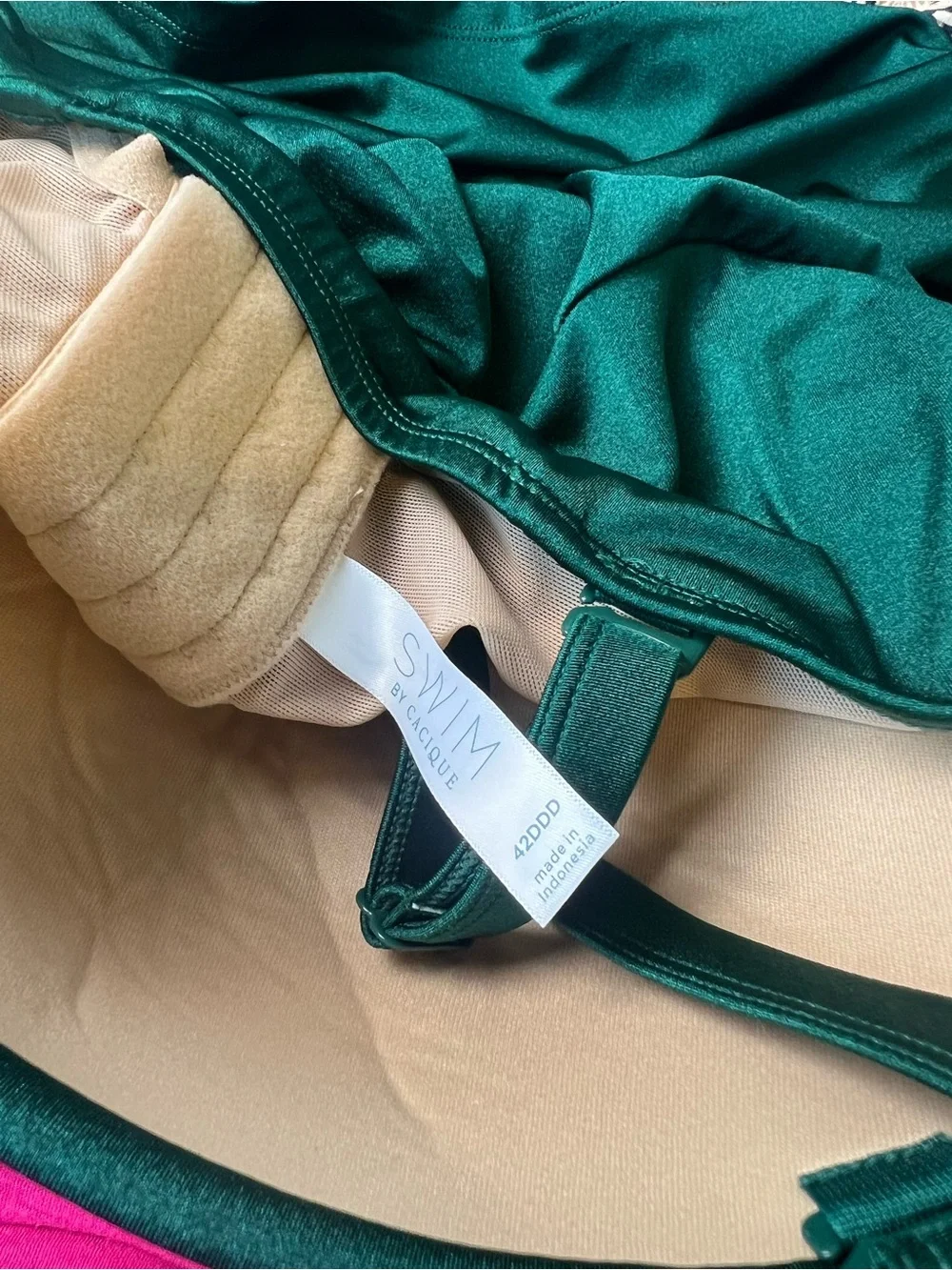 Swim by Cacique NWT Emerald Green 42DDD Lightly Lined Bandeau Tankini Top